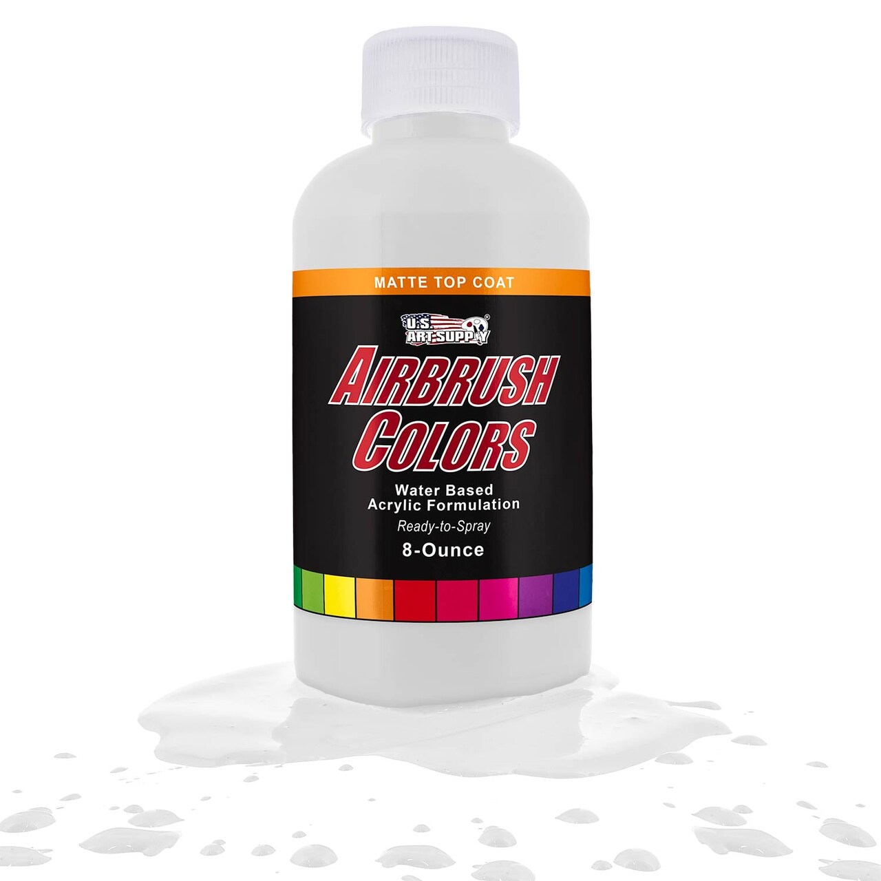 US Art Supply Clear Matte Acrylic Airbrush Paint (8 oz) - Protective Top Coat for Acrylic Painting, Paper, Canvas, Wood & Fabric